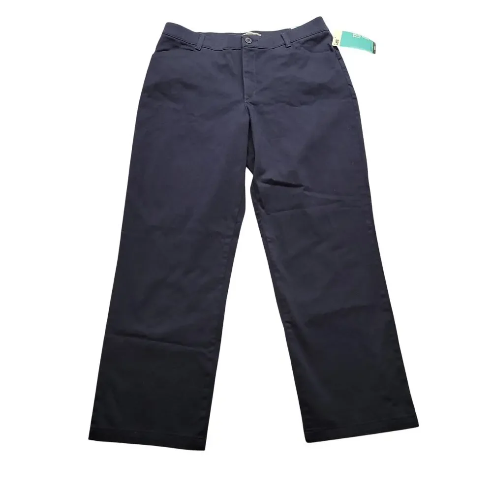 Lee Womens 18 Medium Navy Relaxed Fit Straight Leg Stretch Dress Pants NWT